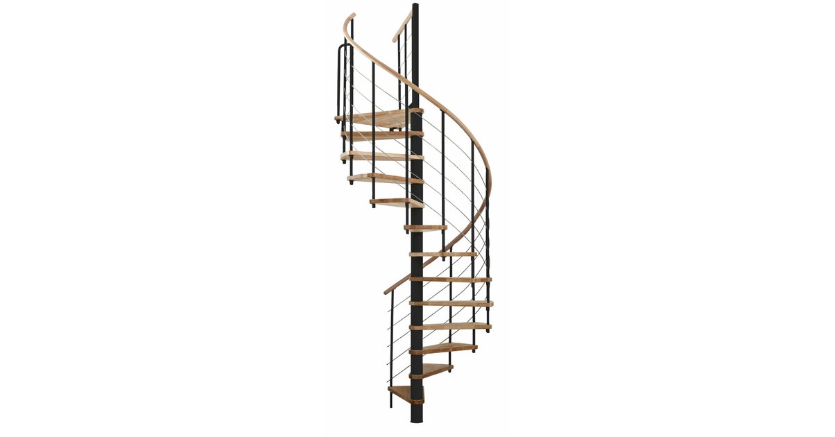 Escalier colimaçon Minka Venezia main courante en hêtre 120 cm